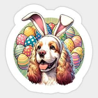 Clumber Spaniel with Bunny Ears Celebrates Easter Spirit Sticker